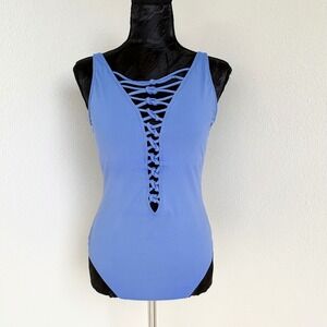 Bleu Rod Beattie Lace-Up One‎ Piece Swimsuit Womens 10 Blue